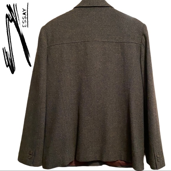 ESSAY Vintage Tweed Wool Sports Blazer Green - Picture 5 of 14